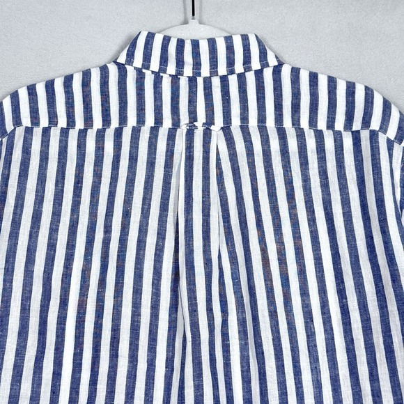 Todd Snyder Baird McNutt Shirt Mens Large Irish Linen Button Up Striped Coastal - Picture 6 of 10